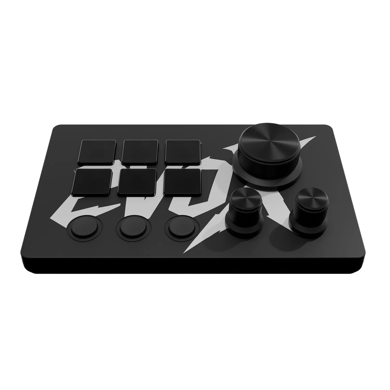Siyah Wraith evoX Stream Deck'in altı LCD tuşlu ve üç çevirmeli kontrollü resmî ürün görseli